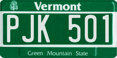VT license plate PJK501