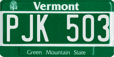 VT license plate PJK503