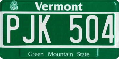 VT license plate PJK504