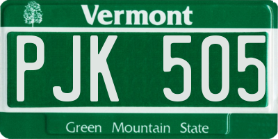 VT license plate PJK505