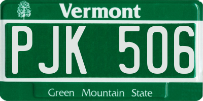 VT license plate PJK506