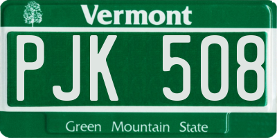VT license plate PJK508