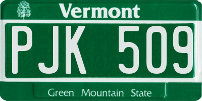 VT license plate PJK509