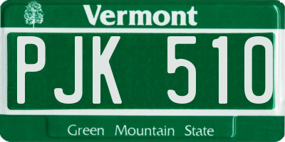 VT license plate PJK510