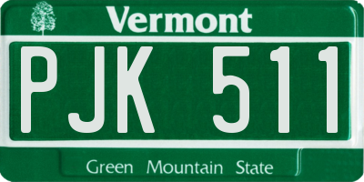 VT license plate PJK511