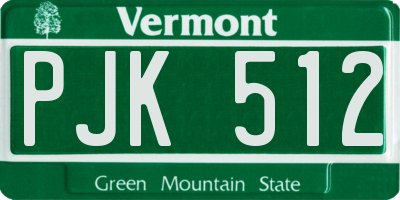 VT license plate PJK512