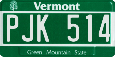 VT license plate PJK514