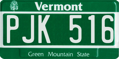 VT license plate PJK516