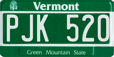VT license plate PJK520
