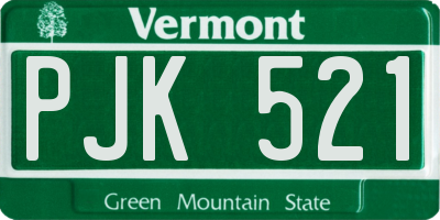 VT license plate PJK521