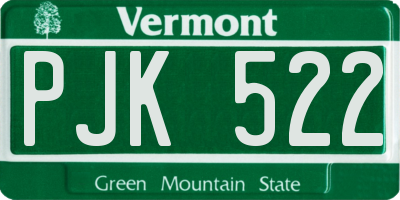 VT license plate PJK522