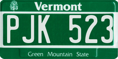 VT license plate PJK523