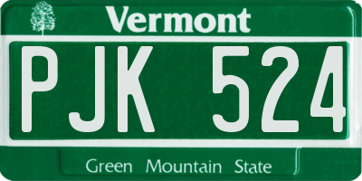 VT license plate PJK524
