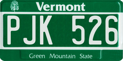 VT license plate PJK526