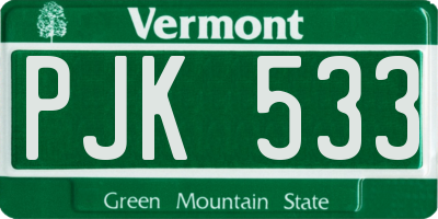 VT license plate PJK533