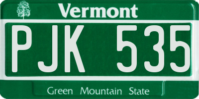 VT license plate PJK535