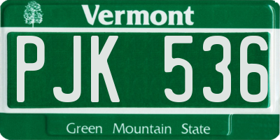 VT license plate PJK536