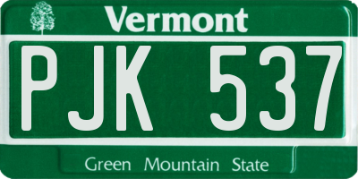 VT license plate PJK537