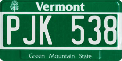 VT license plate PJK538