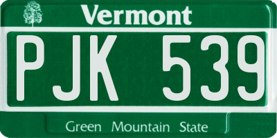 VT license plate PJK539