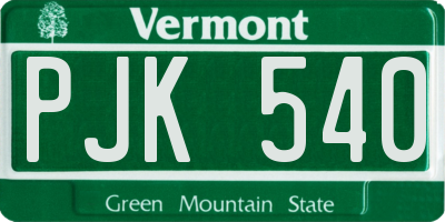 VT license plate PJK540
