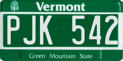 VT license plate PJK542