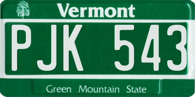 VT license plate PJK543