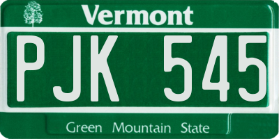 VT license plate PJK545