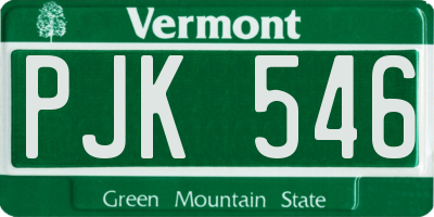 VT license plate PJK546