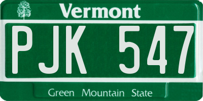 VT license plate PJK547