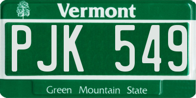 VT license plate PJK549