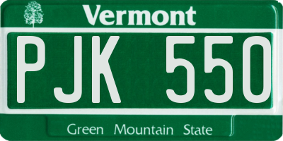 VT license plate PJK550