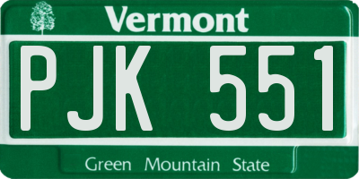 VT license plate PJK551