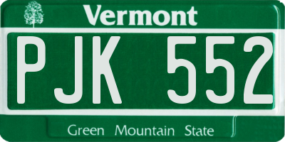 VT license plate PJK552