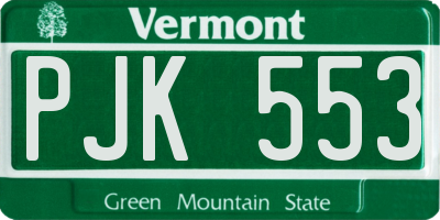 VT license plate PJK553