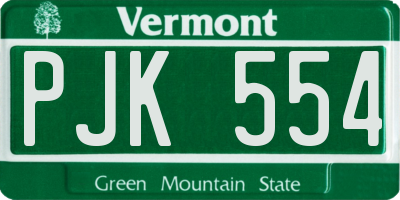VT license plate PJK554