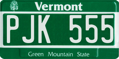 VT license plate PJK555