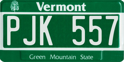 VT license plate PJK557