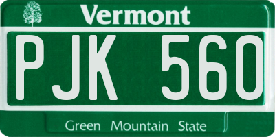 VT license plate PJK560