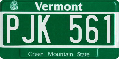 VT license plate PJK561