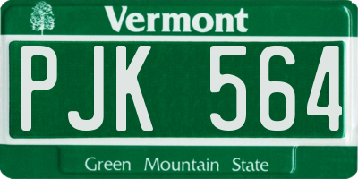 VT license plate PJK564