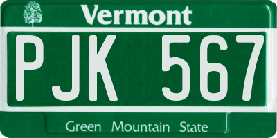VT license plate PJK567
