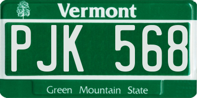 VT license plate PJK568