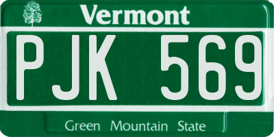 VT license plate PJK569