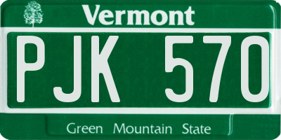 VT license plate PJK570