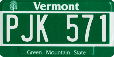 VT license plate PJK571