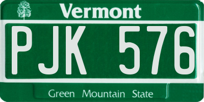 VT license plate PJK576