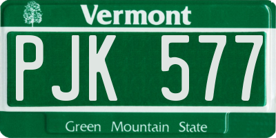 VT license plate PJK577
