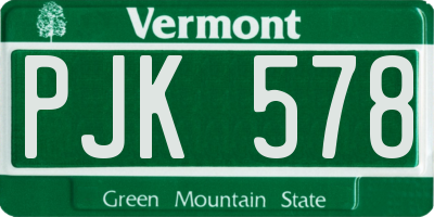 VT license plate PJK578