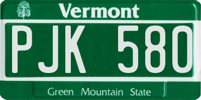 VT license plate PJK580